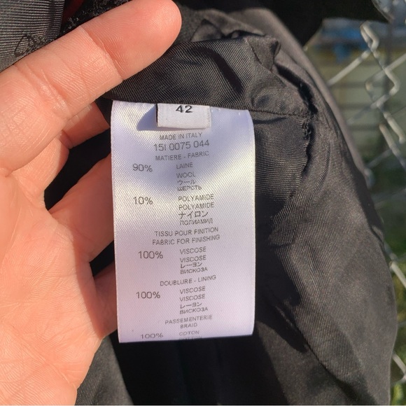 Givenchy Paris Wool Coat In Black With Red Trim & Intentional Fraying Size 42 - Picture 6 of 12